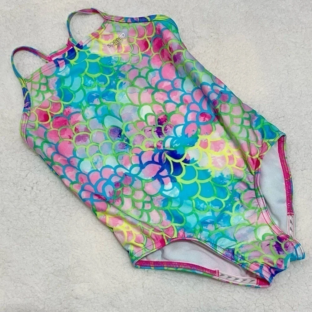Speedo sea level mermaid scales print racer back multicolor small